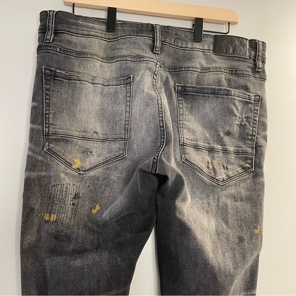 Distressed Black Skinny Jeans | Paint Splatter Grunge Y2K Streetwear - Picture 5 of 8